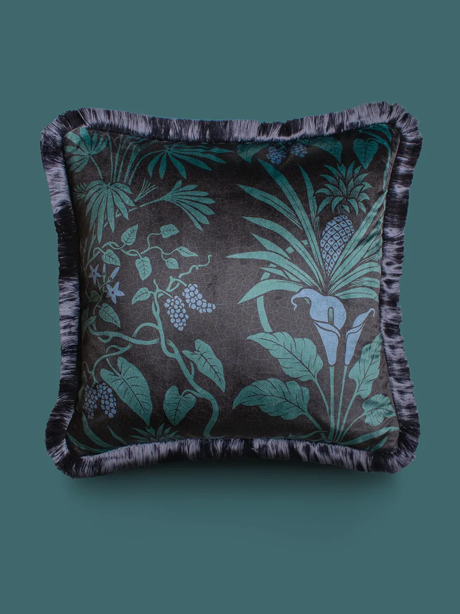 Sample Sale: Botanize 'Blackberry' Fringed Velvet Cushion