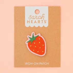 Sarah Hearts Embroidered Patches | Strawberry