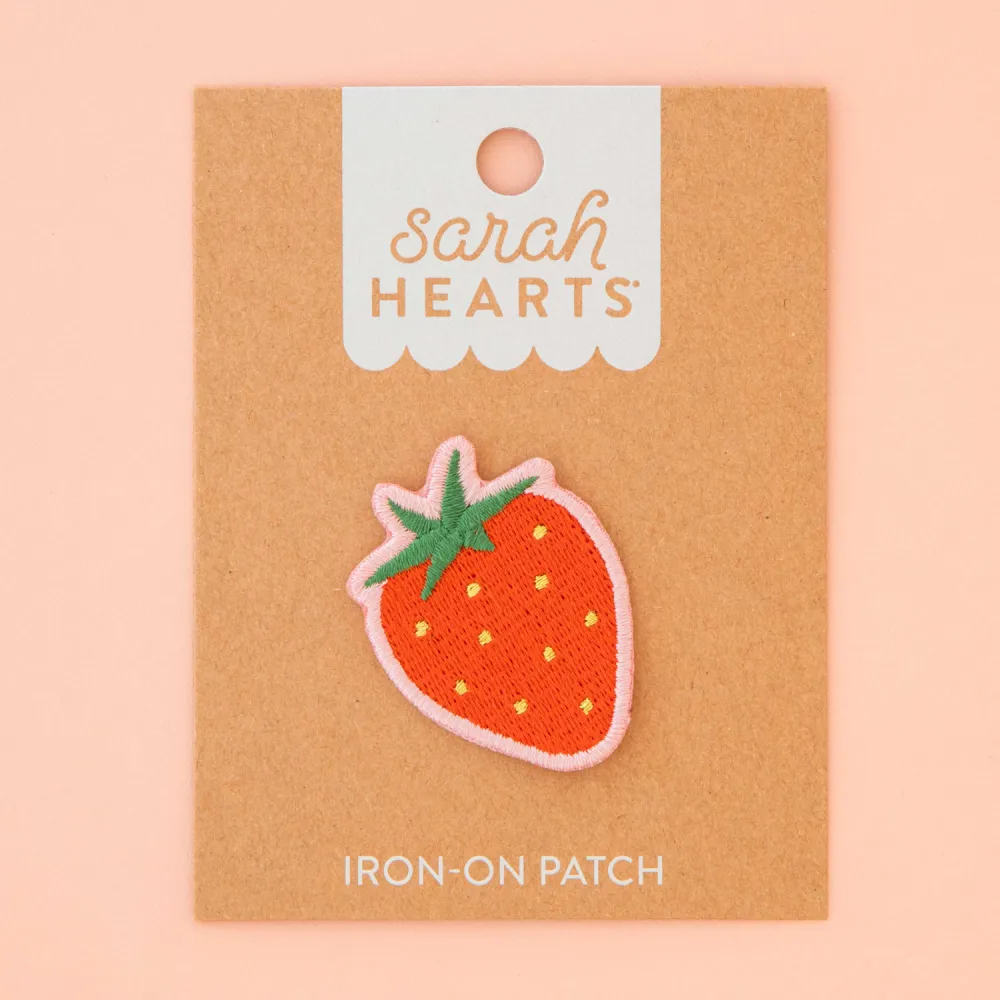 Sarah Hearts Embroidered Patches | Strawberry