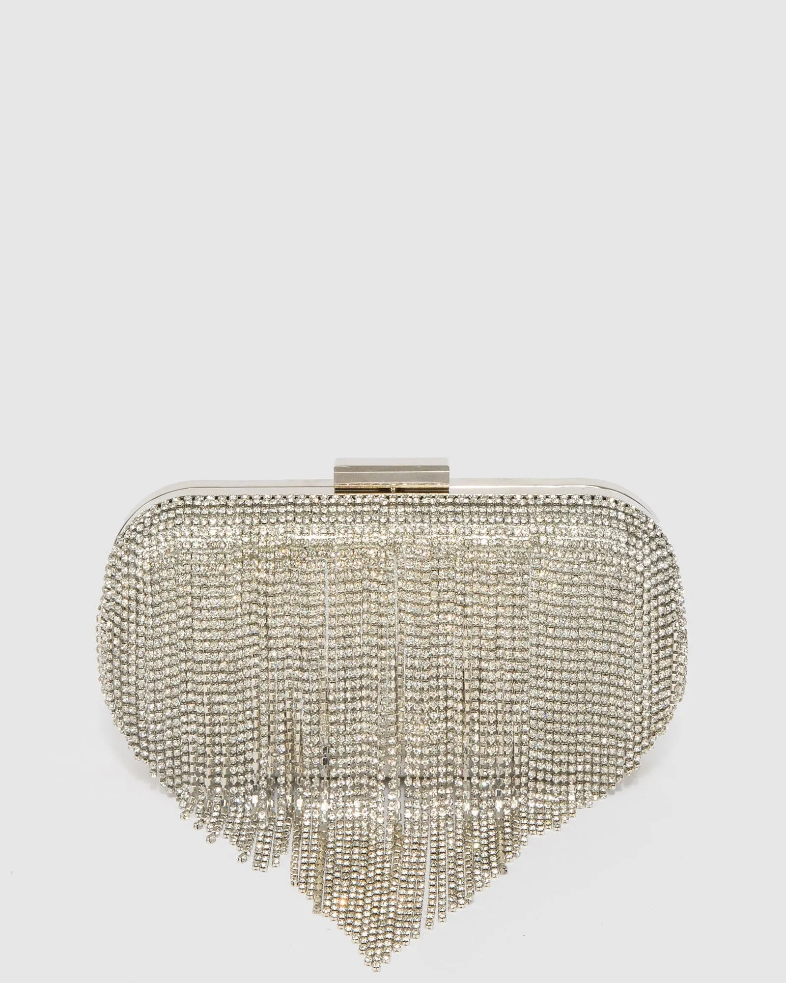 Silver Tahlia Fringe Clutch Bag