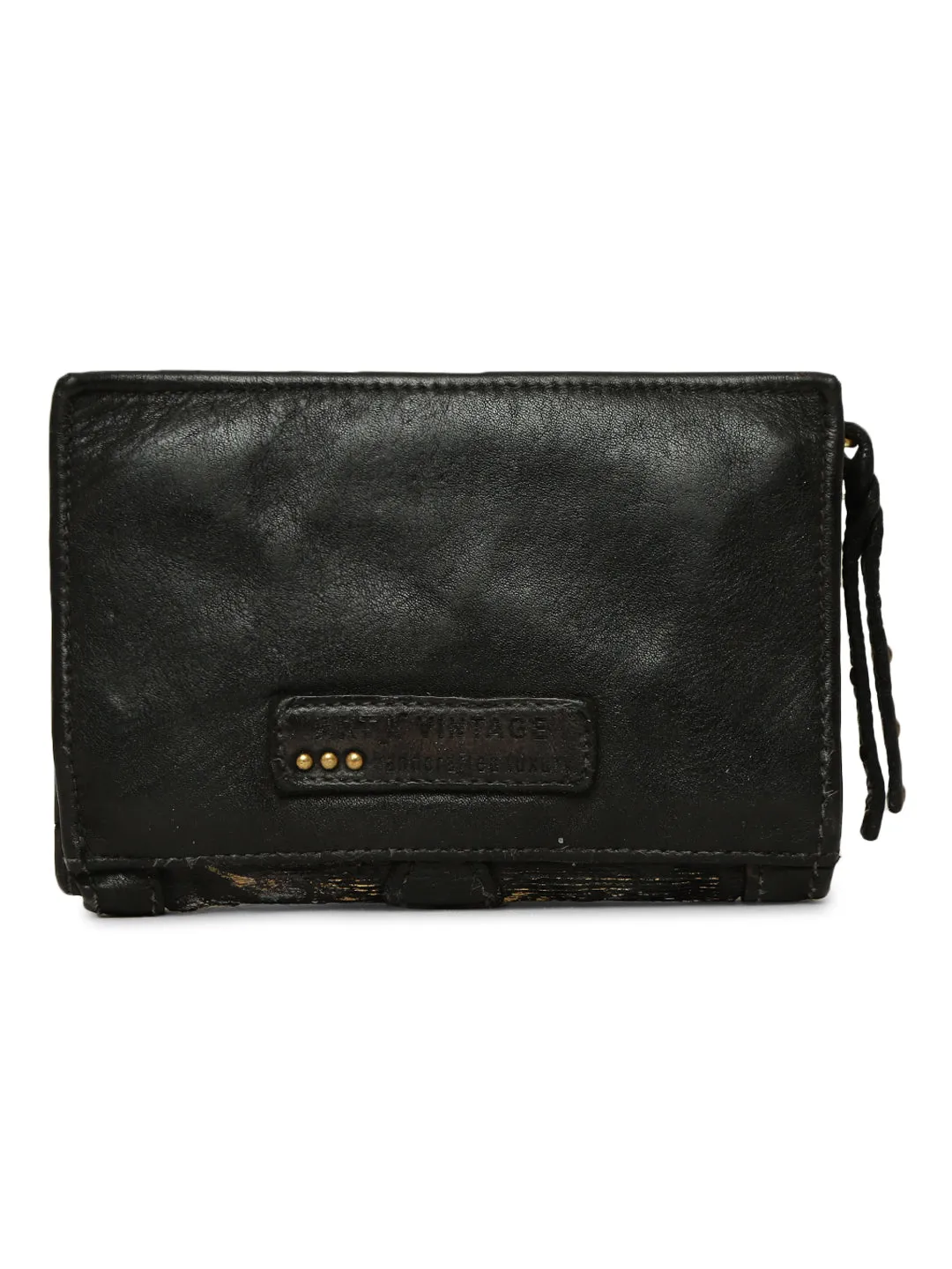 Silvia: Metallic Effect Razor With Golden Concho Leather Small Wallet.