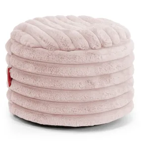 Small Round Footstool - Ultra Plush Cord Dusty Pink
