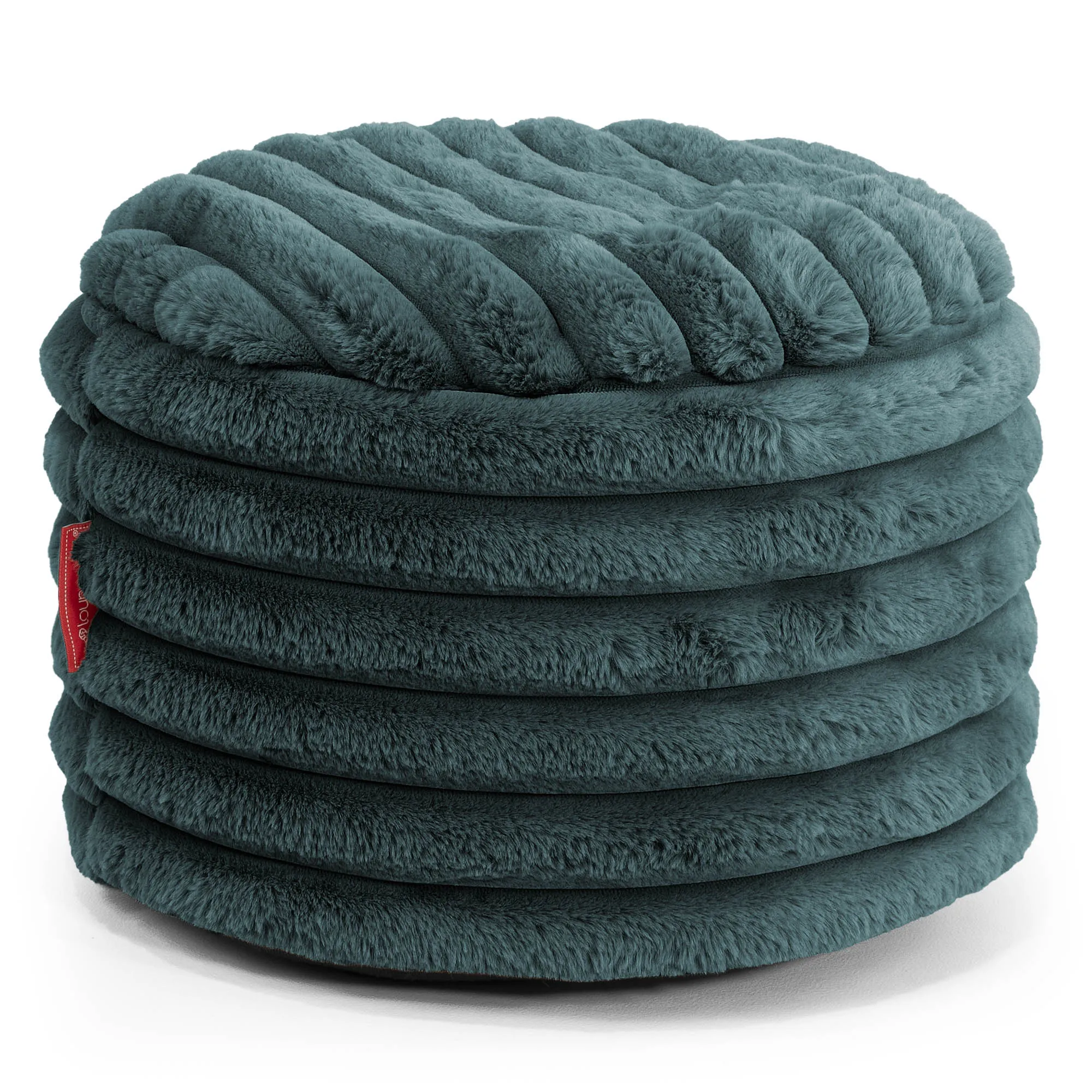 Small Round Footstool - Ultra Plush Cord Teal