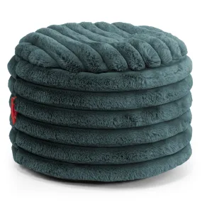 Small Round Footstool - Ultra Plush Cord Teal