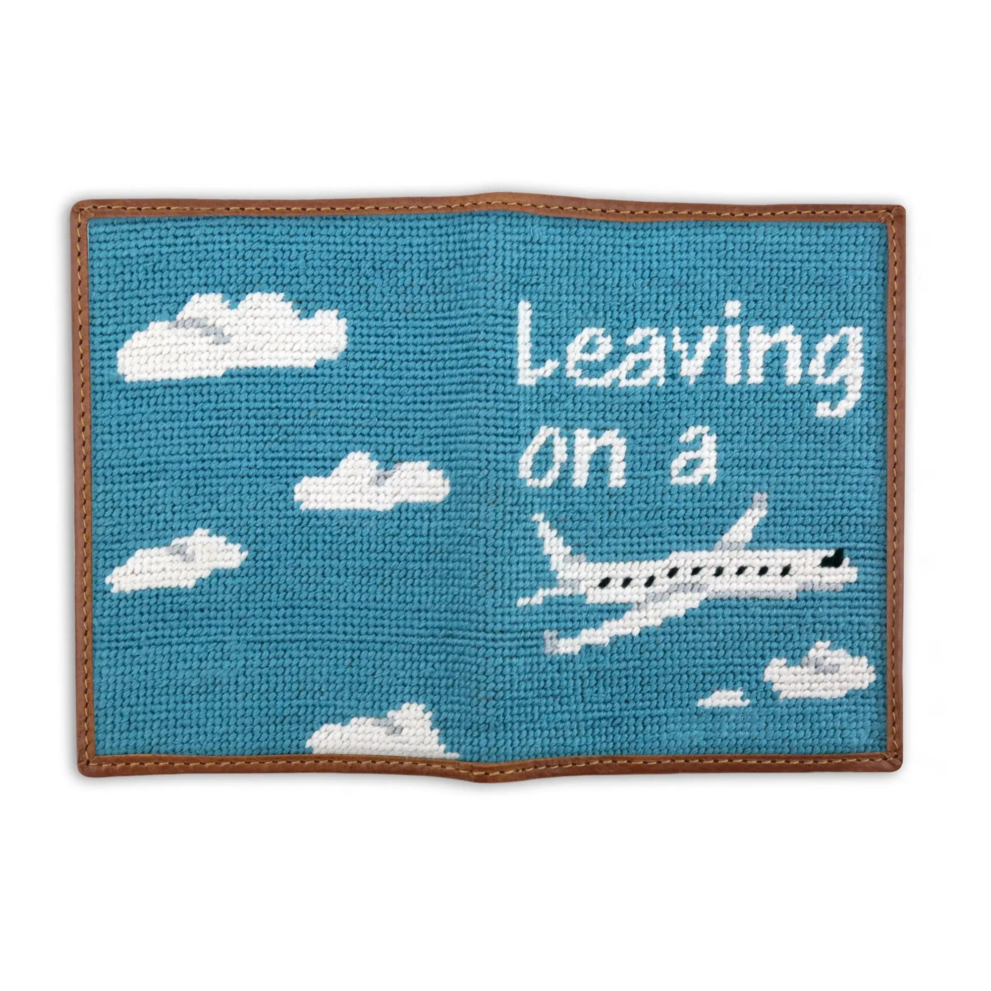 Smathers & Branson Leaving on a Plane Needlepoint Passport Holder
