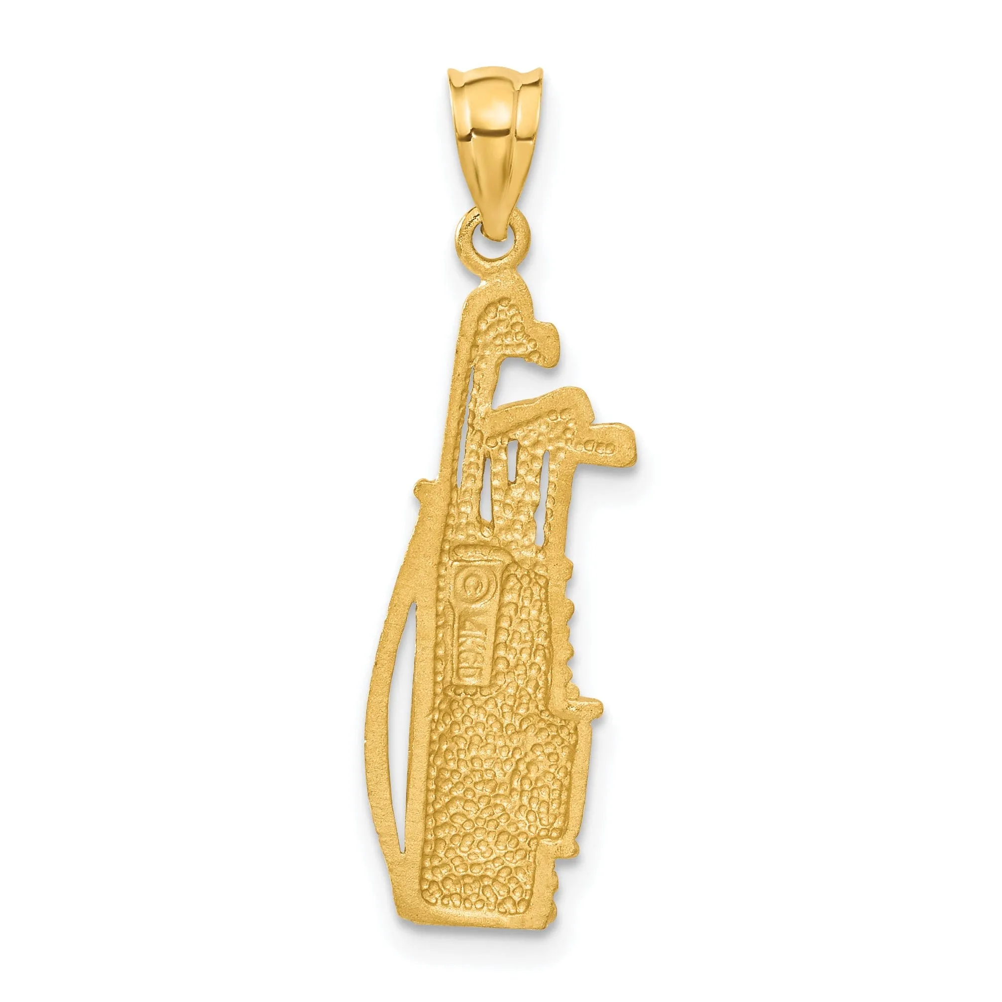 Solid 14k Yellow Gold Golf Bag Charm Pendant