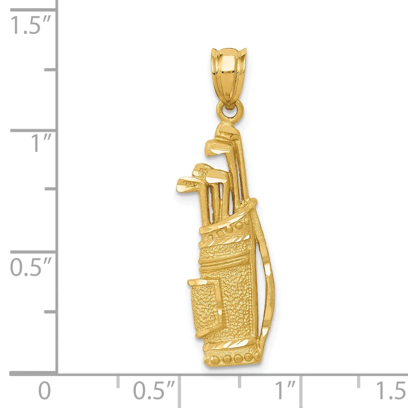 Solid 14k Yellow Gold Golf Bag Charm Pendant
