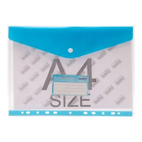 Solo Envelope Bag With 11 Holes Expanding L/S Transparent Blue A4 CH 203