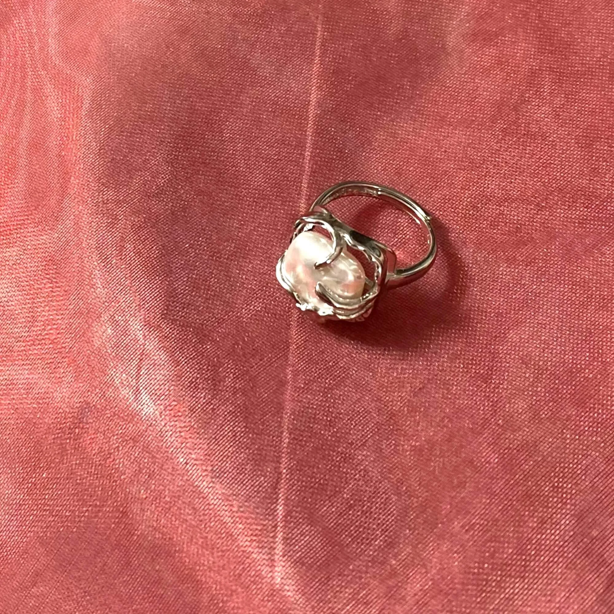 Sterling Silver Vined Pearl Wrap Ring