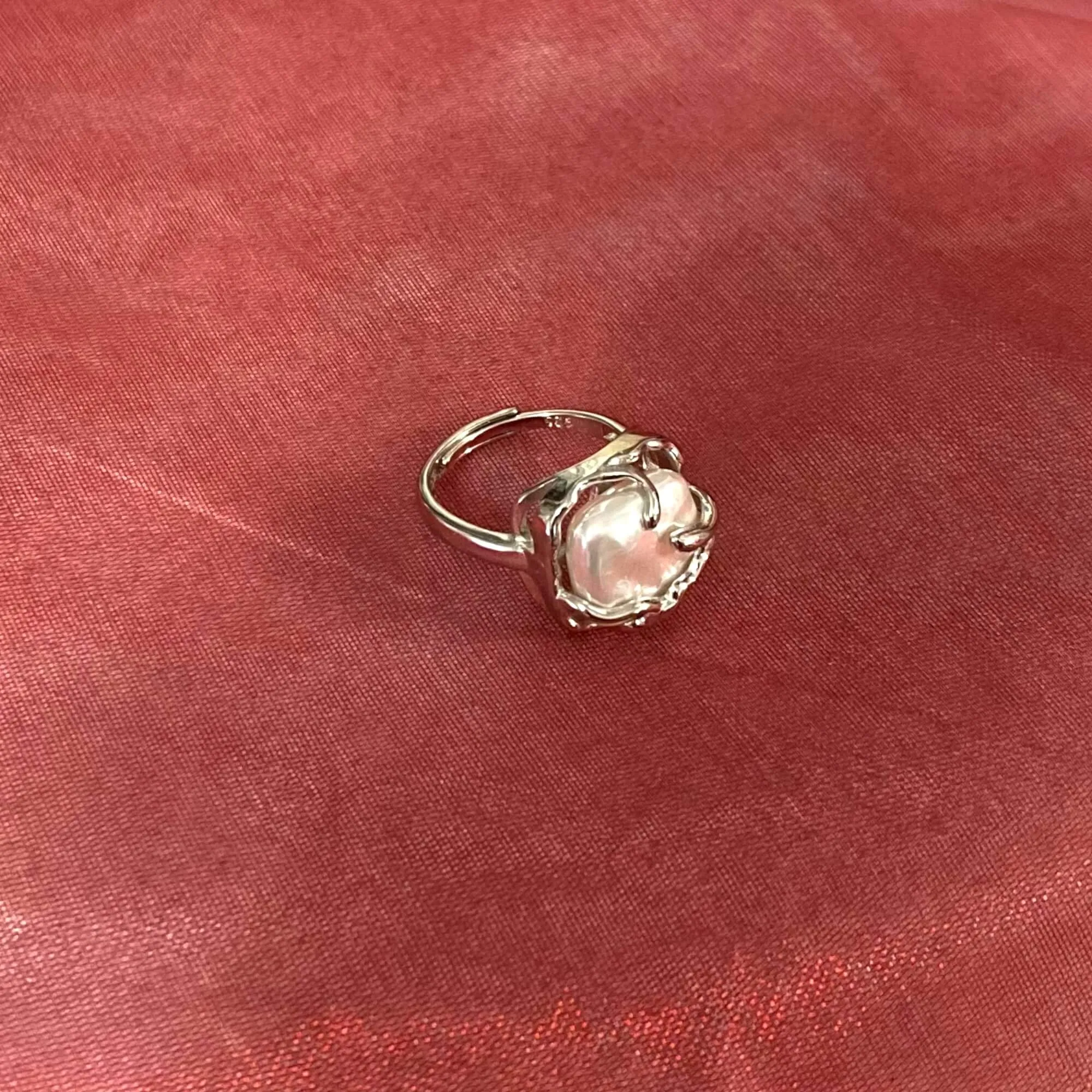 Sterling Silver Vined Pearl Wrap Ring