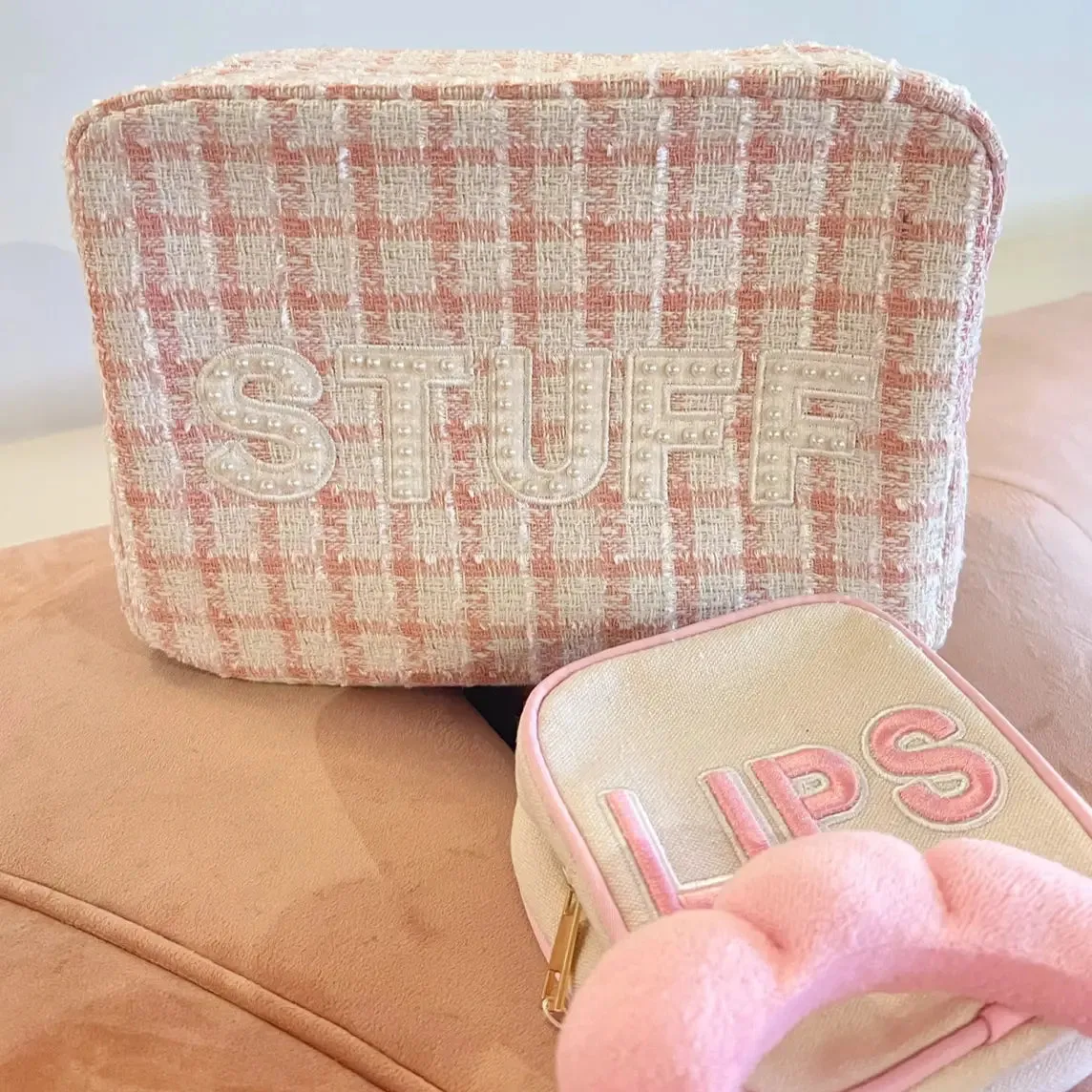 STUFF XL Pink Plaid Bag