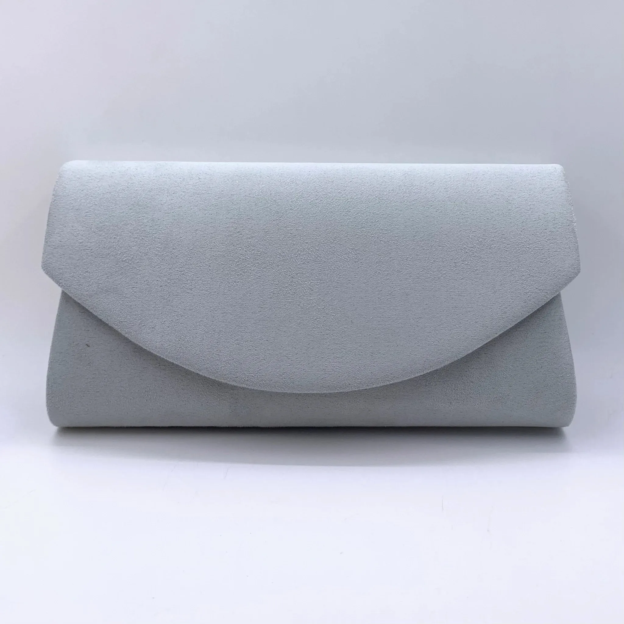 SUEDE CLUTCH BAG WITH LONG CHAIN