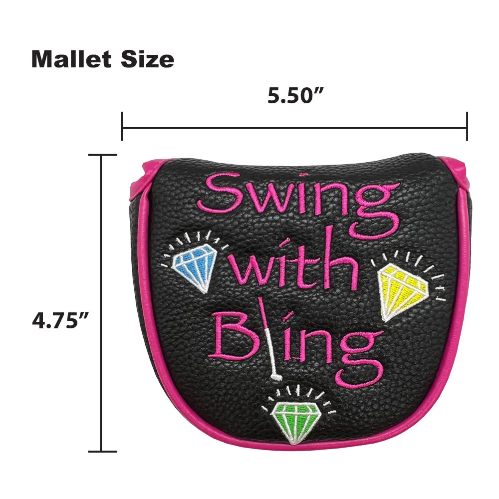 Swing With Bling (Black) Mallet Putter Cover
