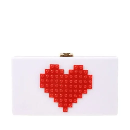 TEEK - Pixelated Heart Shape Clutch Bag