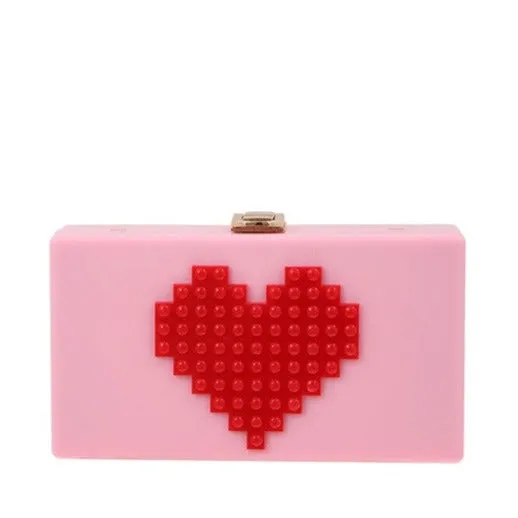 TEEK - Pixelated Heart Shape Clutch Bag