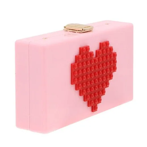 TEEK - Pixelated Heart Shape Clutch Bag