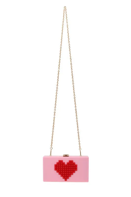 TEEK - Pixelated Heart Shape Clutch Bag