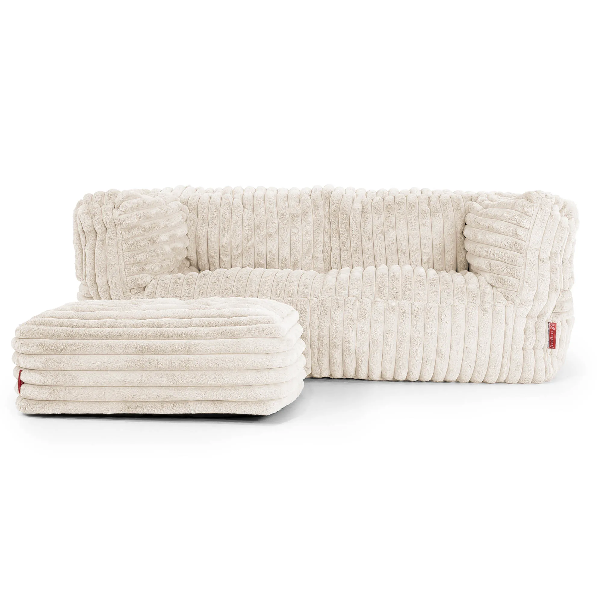 The 2 Seater Albert Sofa Bean Bag - Ultra Plush Cord Cream