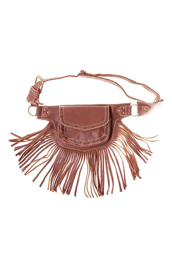 The Funky Fringe Traveler - A Leather Hip Bag Belt