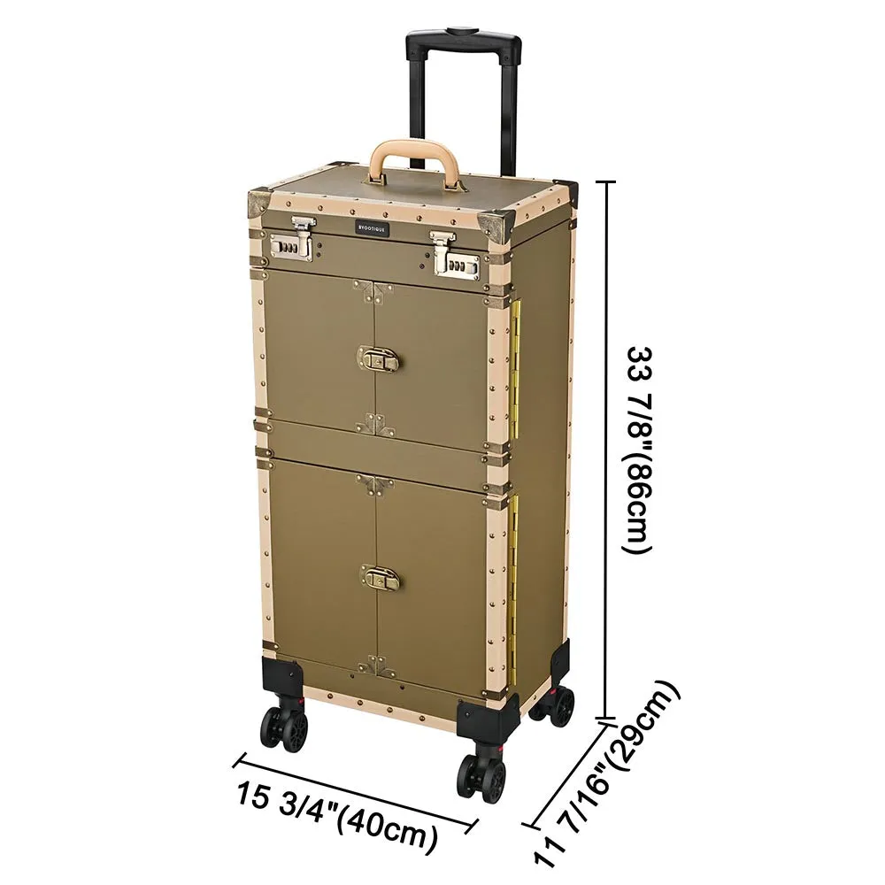 TheLAShop XL Bronze Rolling Hair Stylist Salon Makeup Cosmetic Case