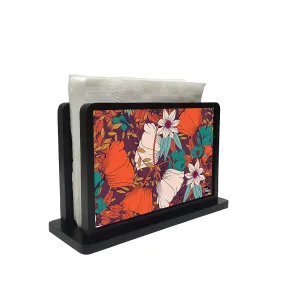 Tissue Holder Paper Napkin Stand - Retro Flower Orange