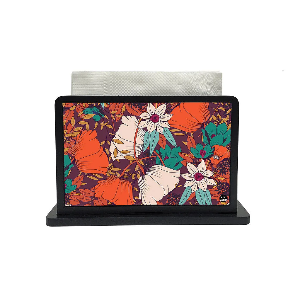 Tissue Holder Paper Napkin Stand - Retro Flower Orange
