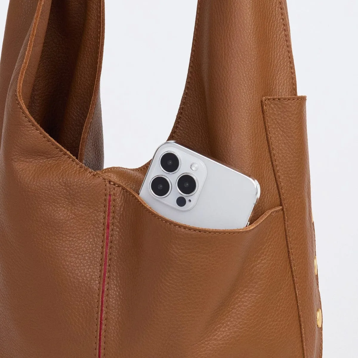 TOM ZIP - Mahogany Pebble/Brushed Gold Red Zip