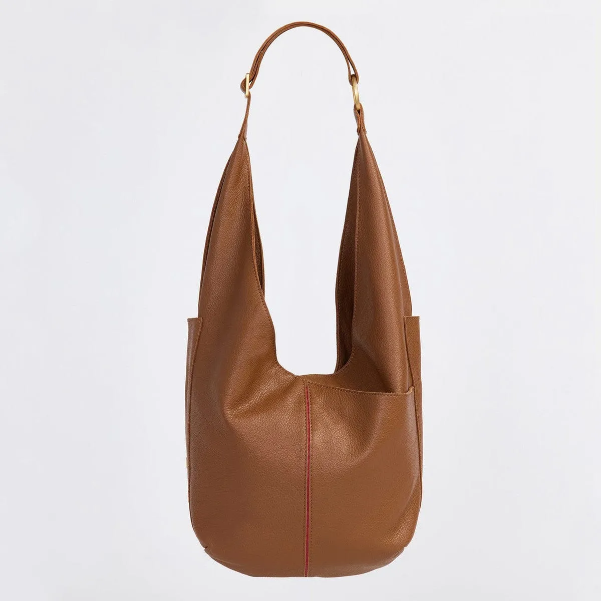 TOM ZIP - Mahogany Pebble/Brushed Gold Red Zip