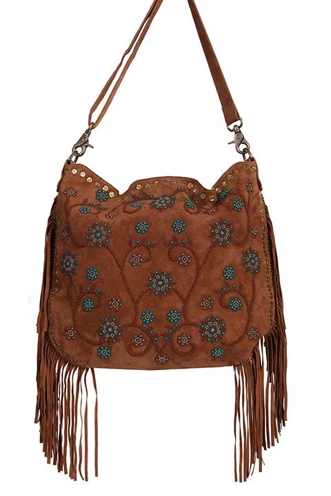 Western Shoulder Bag with Fringe and Beads