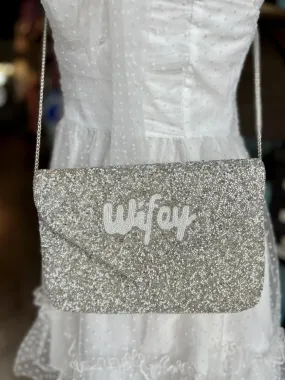 Wifey Silver Beaded Clutch