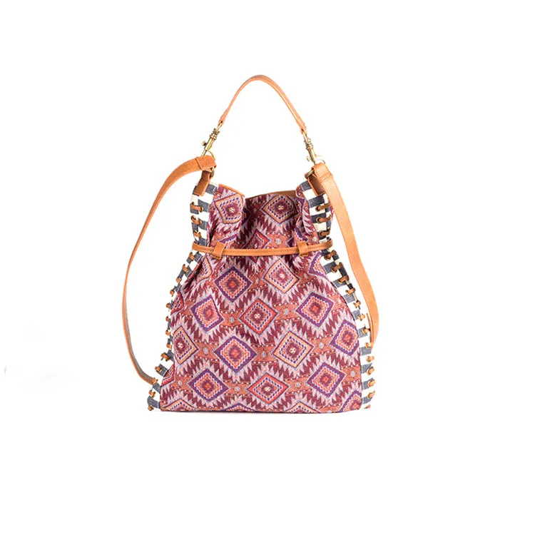 Womens Fabric Boho Handbags With Fringe Hippie Shoulder Bags For Women