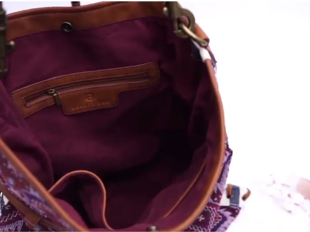 Womens Fabric Boho Handbags With Fringe Hippie Shoulder Bags For Women