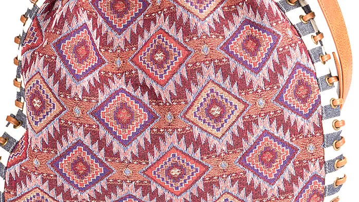 Womens Fabric Boho Handbags With Fringe Hippie Shoulder Bags For Women