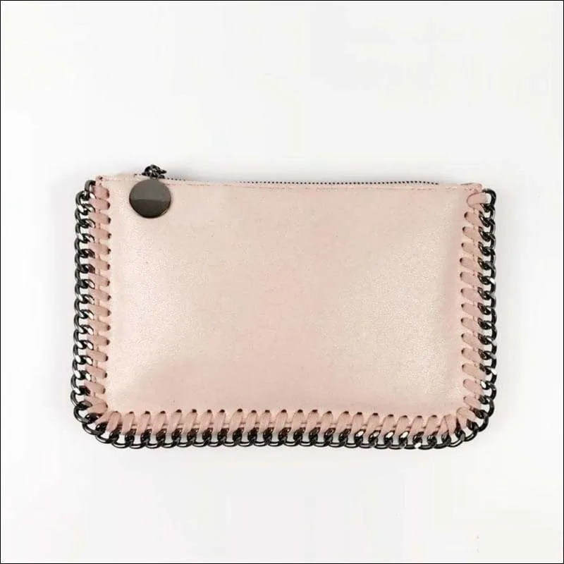 Womens Faux Leather Top Zip Clutches