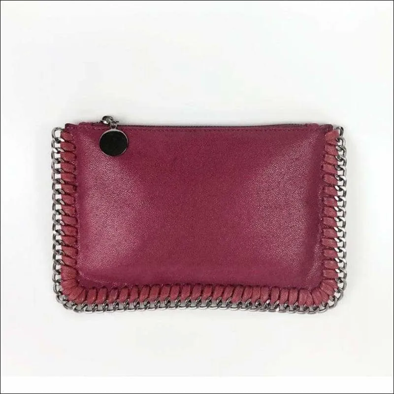 Womens Faux Leather Top Zip Clutches