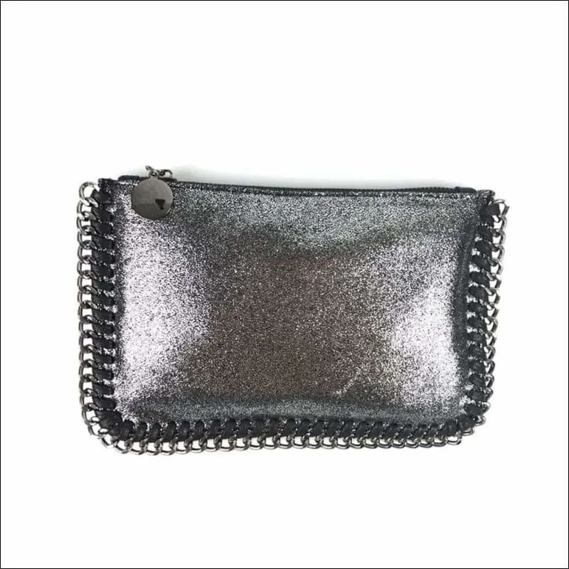 Womens Faux Leather Top Zip Clutches