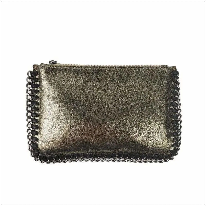 Womens Faux Leather Top Zip Clutches