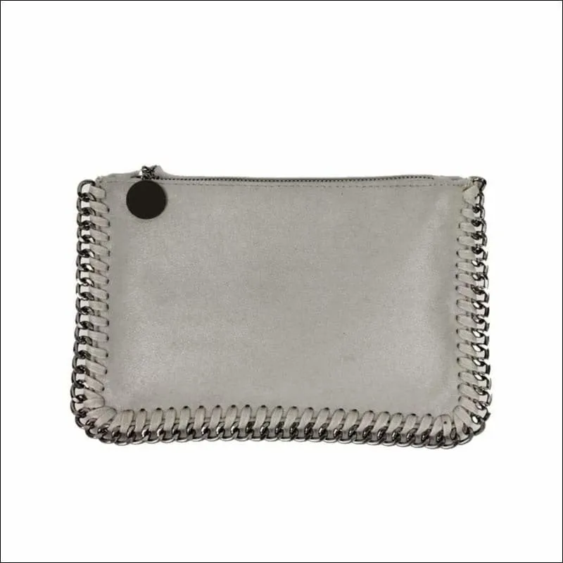Womens Faux Leather Top Zip Clutches