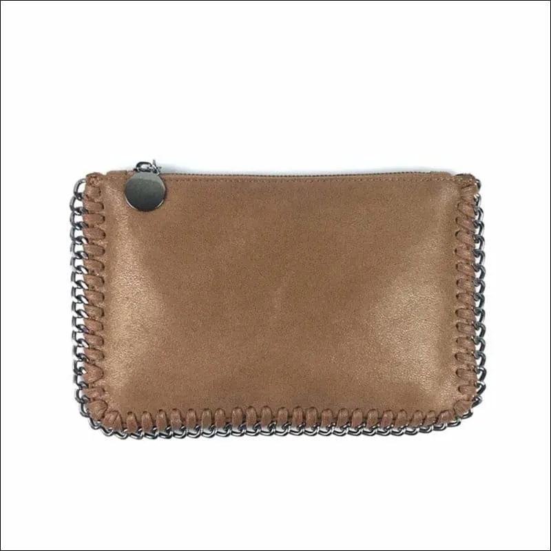 Womens Faux Leather Top Zip Clutches