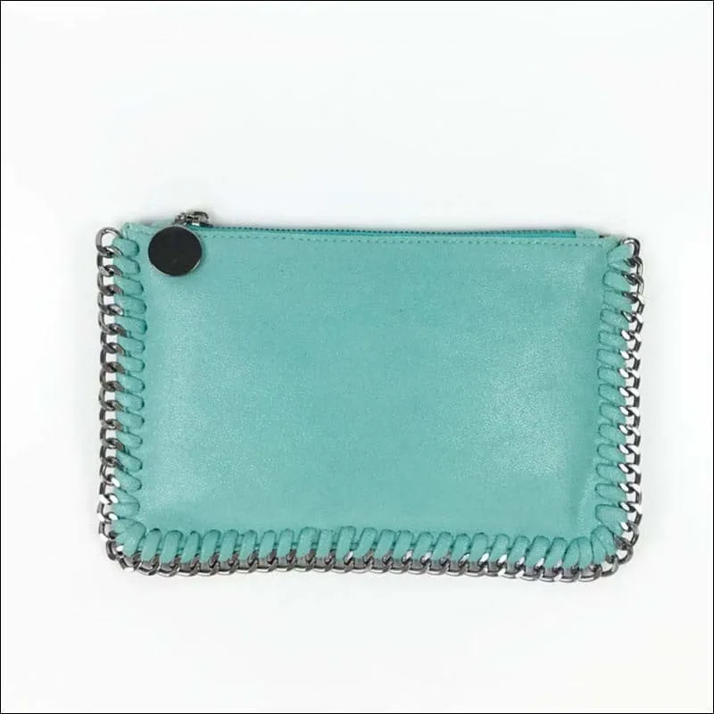 Womens Faux Leather Top Zip Clutches
