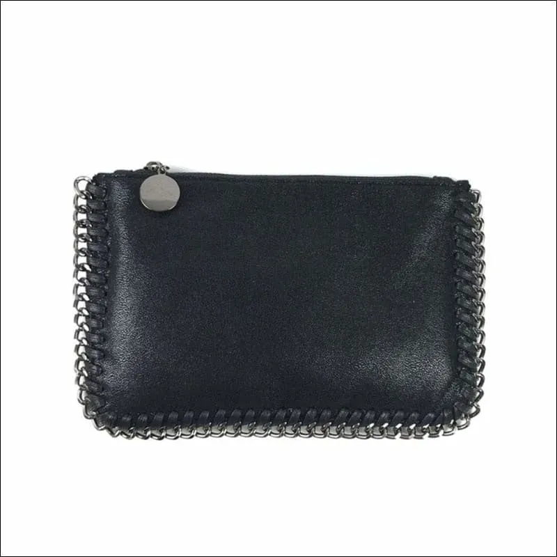 Womens Faux Leather Top Zip Clutches