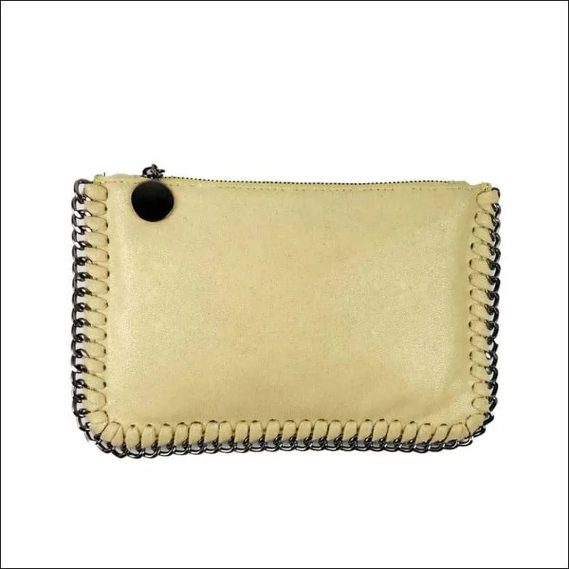 Womens Faux Leather Top Zip Clutches