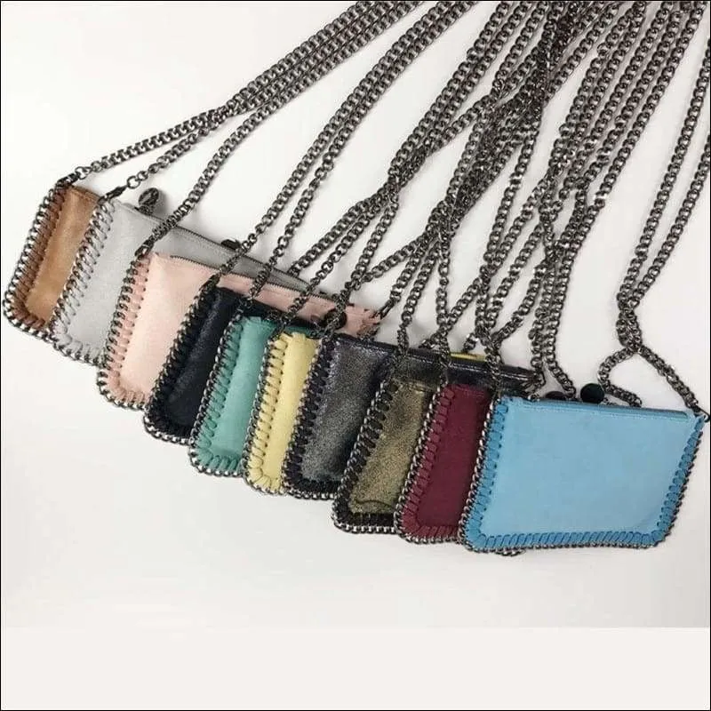 Womens Faux Leather Top Zip Clutches