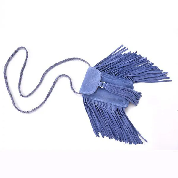 Womens Small Leather Crossbody Boho Bag Fringe Purse for Women